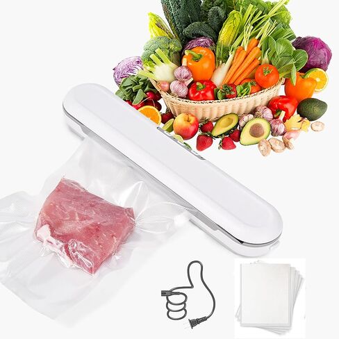 Vacuum Sealer Machine for Food Saver - Food Vacuum Sealer Automatic Air Sealing System for Food Storage Dry and Wet Food Modes Compact Design 15 Inch with 10Pcs Seal Bags Starter Kit (white) in Saudi Arabia