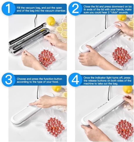Vacuum Sealer Machine for Food Saver - Food Vacuum Sealer Automatic Air Sealing System for Food Storage Dry and Wet Food Modes Compact Design 15 Inch with 10Pcs Seal Bags Starter Kit (white) in Saudi Arabia