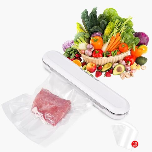 Vacuum Sealer Machine for Food Saver - Food Vacuum Sealer Automatic Air Sealing System for Food Storage Dry and Wet Food Modes Compact Design 15 Inch with 10Pcs Seal Bags Starter Kit (white) in Saudi Arabia