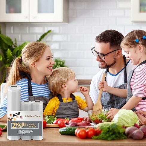 اكياس حفظ الطعام بتفريغ الهواء لحفظ الطعام، لفافات اكياس اغلاق بتفريغ الهواء 6×16، 6×16، 11×16، 3 عبوات اكياس محكمة الغلق بتفريغ الهواء لحفظ الطعام in Kuwait