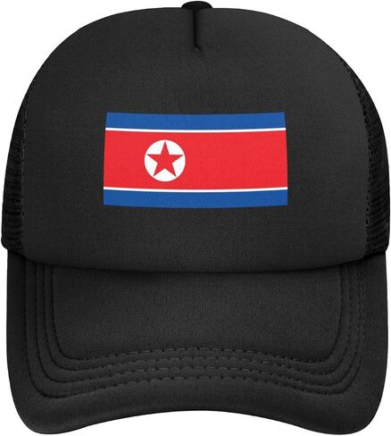 JINKS Flag of North Korea Hat Summer Mesh Baseball Cap for Men Women Trucker Mesh Hat Baseball Hats Adjustable Patriotic Hat Black in Saudi Arabia