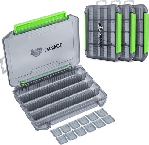 RUNCL Small Fishing Tackle Box, 3500 3600 Size Double Buckle Open Tackle Trays, Plastic Storage Parts Box with Removable Dividers for Saltwater, Freshwater, Fly Fishing, 1/2/4 Pack in Saudi Arabia