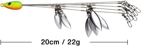 HCHinn Alabama Rig for Bass Striper الصيد السحر الطعوم 5 الأسلحة مظلة A-Rig Swimbaits مع 8 شفرات أوراق الصفصاف لسمك السلمون المرقط جثم العين رمادية فاتحة اللون المياه العذبة / المياه المالحة قارب التصيد وأكثر من ذلك in Kuwait
