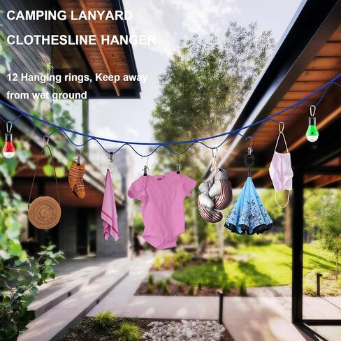 Camping Accessories Campsite Storage Strap, with 2 LED Camping Lights, 16ft Adjustable Tent Camping Lanyard Rope Clothesline, for Outdoor Hammock Hanging Camping Gear and Equipment, Tent Accessories in Kuwait
