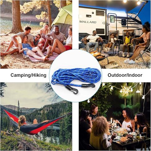 Camping Accessories Campsite Storage Strap, with 2 LED Camping Lights, 16ft Adjustable Tent Camping Lanyard Rope Clothesline, for Outdoor Hammock Hanging Camping Gear and Equipment, Tent Accessories in Kuwait