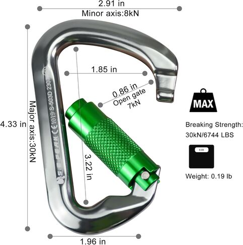 SEPEAK UIAA 30kN Climbing Carabiner Clips, Professional Heavy Duty Twist Locking Carabiners for Climbing,Mountaineering, Rappelling, Camping, Hiking, Swings, Large D Ring Hooks in Kuwait