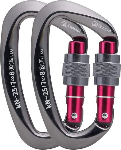 CAMNAL Heavy Duty Carabiner UIAA Certified Locking Carabiner 25KN (About 5620 lbs) Screw Lock Carabiner D Shape Carabiner Clip for Rock Climbing, Mountaineer, Aerial Work in Saudi Arabia