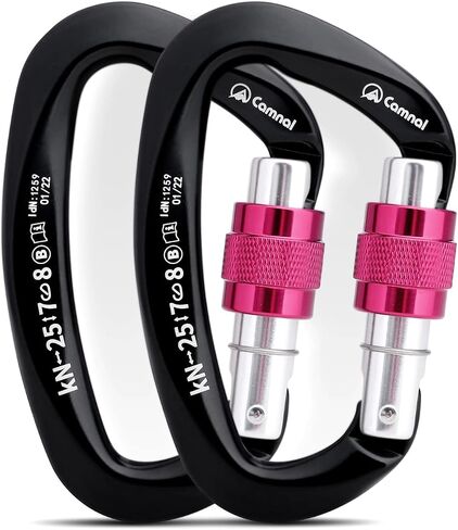 CAMNAL Heavy Duty Carabiner UIAA Certified Locking Carabiner 25KN (About 5620 lbs) Screw Lock Carabiner D Shape Carabiner Clip for Rock Climbing, Mountaineer, Aerial Work in Saudi Arabia