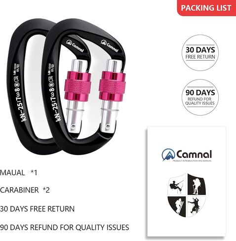 CAMNAL Heavy Duty Carabiner UIAA Certified Locking Carabiner 25KN (About 5620 lbs) Screw Lock Carabiner D Shape Carabiner Clip for Rock Climbing, Mountaineer, Aerial Work in Saudi Arabia