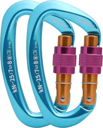 CAMNAL Heavy Duty Carabiner UIAA Certified Locking Carabiner 25KN (About 5620 lbs) Screw Lock Carabiner D Shape Carabiner Clip for Rock Climbing, Mountaineer, Aerial Work in Saudi Arabia