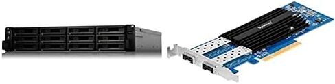 Synology 12bay NAS RackStation RS3618xs (Diskless), RS3618xs & 10Gb Ethernet Adapter 2 SFP+ Ports (E10G21-F2), Black in Saudi Arabia
