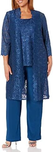 R&M Richards Women's 3 PCE Laced Duster Jacket Shell and Solid Pant in Kuwait