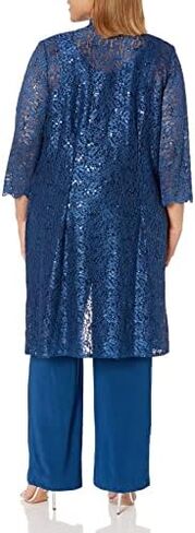 R&M Richards Women's 3 PCE Laced Duster Jacket Shell and Solid Pant in Kuwait