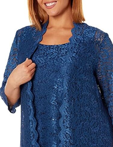 R&M Richards Women's 3 PCE Laced Duster Jacket Shell and Solid Pant in Kuwait