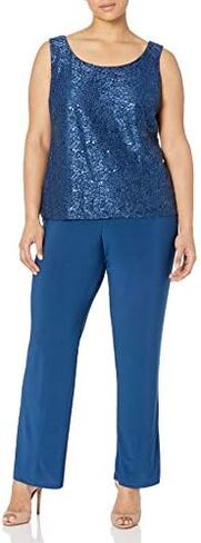 R&M Richards Women's 3 PCE Laced Duster Jacket Shell and Solid Pant in Kuwait