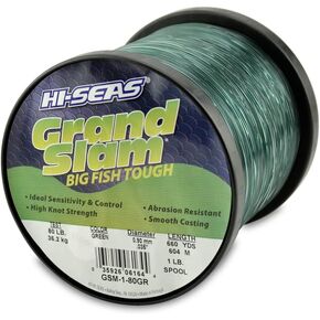 HI-SEAS Grand Slam Monofilament Fishing Line - Strong & Abrasion Resistant in Clear, Pink, Green, Smoke Blue, Fluorescent Yellow Freshwater & Saltwater - 1 lb Spool in Kuwait