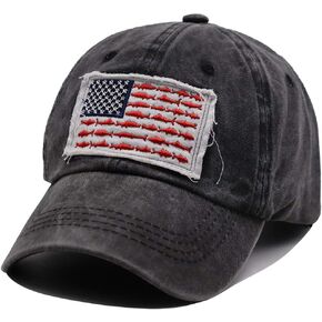 OASCUVER American Fish Flag Hat, Distressed Cotton Adjustable Embroidery Baseball Cap for Men Women in Saudi Arabia