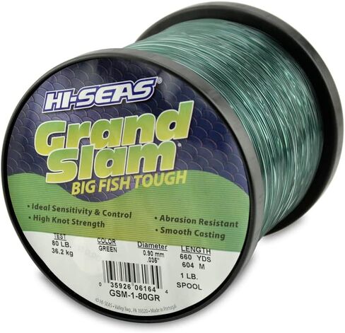 HI-SEAS Grand Slam Monofilament Fishing Line - Strong & Abrasion Resistant in Clear, Pink, Green, Smoke Blue, Fluorescent Yellow Freshwater & Saltwater - 1 lb Spool in Kuwait