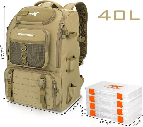KastKing KarryAll Fishing Backpack with Rod Holder 4 Tackle Boxes, 40/26L in Kuwait