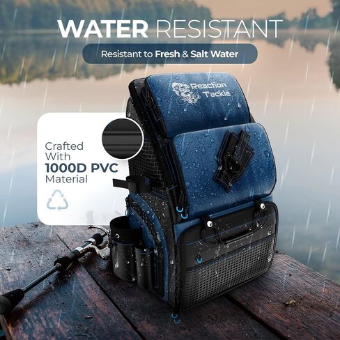 Reaction Tackle Saltwater Fishing Tackle Bags, Water Resistant 1000D PVC Tackle Box Bag with Removable Dividers, Fits 3600 and 3700 Trays, Large in Kuwait