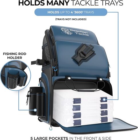 Reaction Tackle Saltwater Fishing Tackle Bags, Water Resistant 1000D PVC Tackle Box Bag with Removable Dividers, Fits 3600 and 3700 Trays, Large in Kuwait