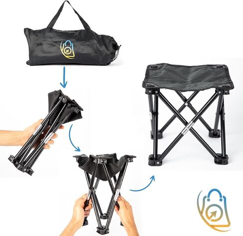 AVAMA - مقعد للتخييم، مقعد صغير قابل للطي بارتفاع 10 بوصات للتخييم مع حقيبة حمل للتخييم - صيد الأسماك - المشي لمسافات طويلة - البستنة - السفر - المشي لمسافات طويلة - الشاطئ - الحديقة - الشواء in Kuwait