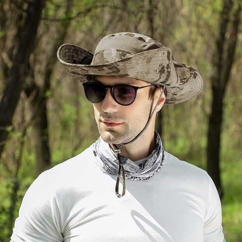 UPF 50+ Sun Fishing Hat for Men Women Wide Brim Hat with Detachable Face Cover & Neck Flap in Kuwait
