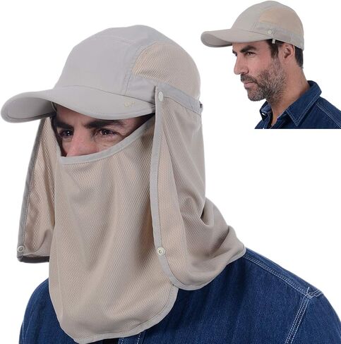 USHAKE Sun Cap Fishing Hat Baseball Cap with Face Neck Cover Flap in Kuwait