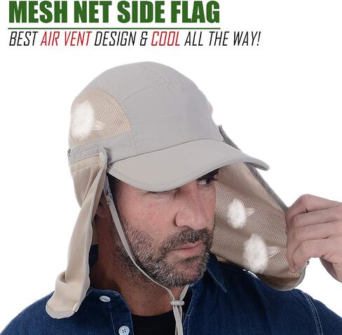 USHAKE Sun Cap Fishing Hat Baseball Cap with Face Neck Cover Flap in Kuwait