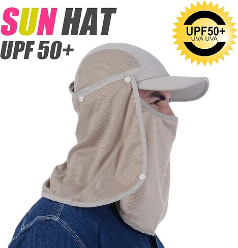 USHAKE Sun Cap Fishing Hat Baseball Cap with Face Neck Cover Flap in Kuwait