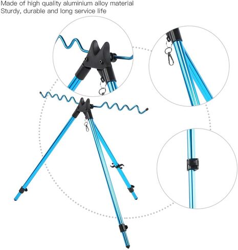 OCEANSIDE Fishing Rod, Aluminium Alloy Dazzling Portable Sea Pole Bracket Tripod Telescopic Fishing Rod Stand Rest, Tackle Accessory in Kuwait