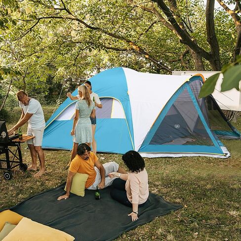 UNP Camping Tent with Screen Room, Portable 6 Person Camping Tent with Screen Porch, Family Dome Tent for Camping Outdoor - 14'x11'x72''(H) in Saudi Arabia
