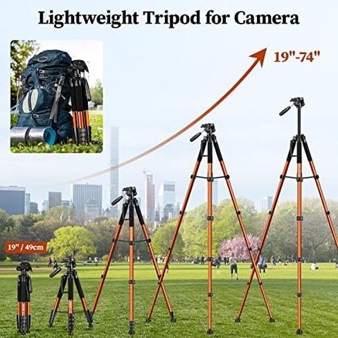 JOILCAN Tripod Camera Tripods, 74" Tripod for Camera Phone Video Recording, Heavy Duty Cameras Tripod Stand, Professional Travel DSLR Tripods Compatible with Canon iPhone, Max Load 15 LB in Saudi Arabia