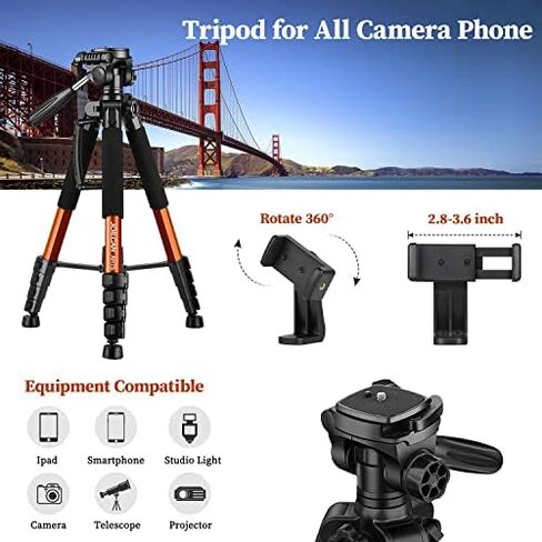 JOILCAN Tripod Camera Tripods, 74" Tripod for Camera Phone Video Recording, Heavy Duty Cameras Tripod Stand, Professional Travel DSLR Tripods Compatible with Canon iPhone, Max Load 15 LB in Saudi Arabia