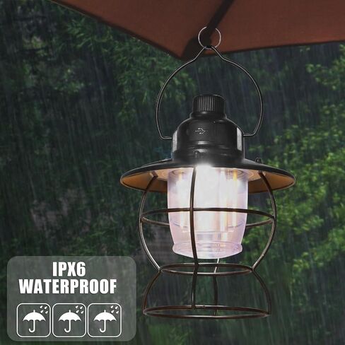 ضوء التخييم LED عتيق، فانوس التخييم قابل لإعادة الشحن 3 أوضاع ألوان مصباح خيمة التخييم IPX6 بطارية أضواء التخييم للتخييم والتنزه in Saudi Arabia