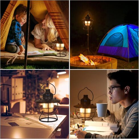ضوء التخييم LED عتيق، فانوس التخييم قابل لإعادة الشحن 3 أوضاع ألوان مصباح خيمة التخييم IPX6 بطارية أضواء التخييم للتخييم والتنزه in Saudi Arabia