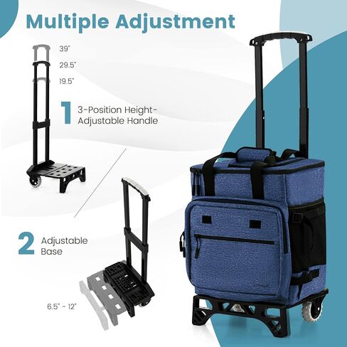 Goplus 50-Can Collapsible Rolling Cooler, 3-in-1 Portable Insulated Soft Cooler Bag w/Movable Wheels, Adjustable Handle, Leakproof Cooler Trolley for Beach Camping Patio Travel Outdoor in Saudi Arabia