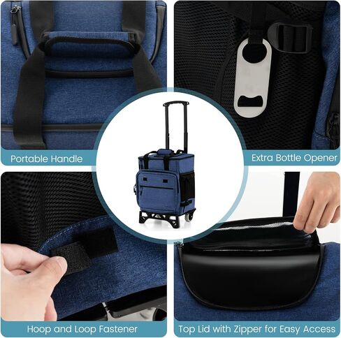 Goplus 50-Can Collapsible Rolling Cooler, 3-in-1 Portable Insulated Soft Cooler Bag w/Movable Wheels, Adjustable Handle, Leakproof Cooler Trolley for Beach Camping Patio Travel Outdoor in Saudi Arabia