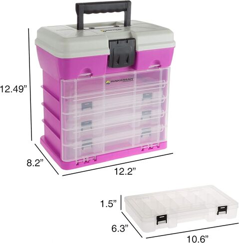 Storage Tool Box Organizer - Utility Box with 4 Drawers and 19 Compartments for Camping Supplies and Fishing Tackle by Wakeman Outdoors in Kuwait