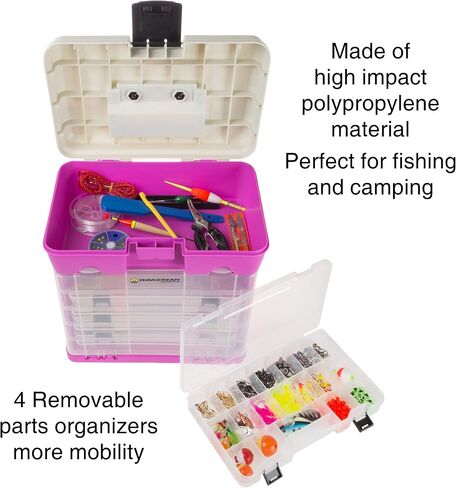 Storage Tool Box Organizer - Utility Box with 4 Drawers and 19 Compartments for Camping Supplies and Fishing Tackle by Wakeman Outdoors in Kuwait