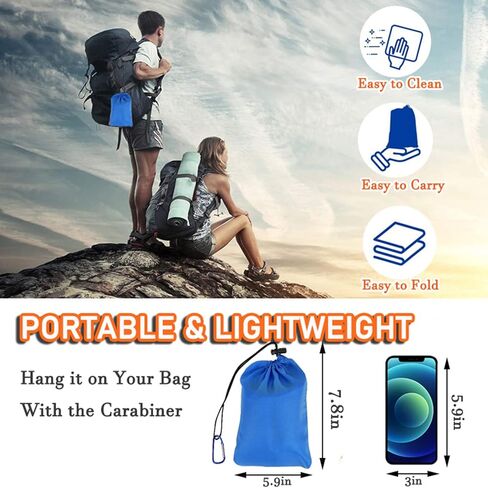 سجادة الشاطئ، بطانية شاطئ كبيرة الحجم مقاومة للرمل، سجادة شاطئ محمولة سريعة الجفاف، 83 بوصة × 79 بوصة بطانية شاطئ كبيرة مقاومة للماء ومقاومة للرمل من أجل 2-5 بالغين مع 6 أوتاد، للسفر على الشاطئ، والتخييم، والمشي لمسافات طويلة in Kuwait