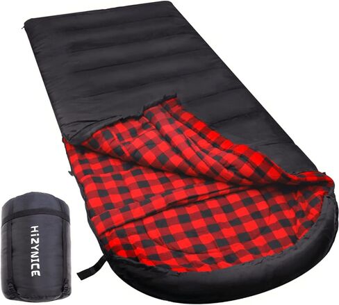 HiZYNICE Cold Weather Sleeping Bag 100% Cotton Flannel XXL for Adults Big and Tall,Free Compression Sack in Kuwait