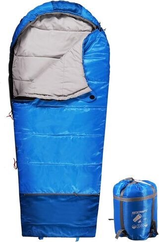 REDCAMP Kids Mummy Sleeping Bag for Camping, 3 Season Cold Weather Sleeping Bag Fit Boys,Girls & Teens, Blue/Rose Red in Kuwait