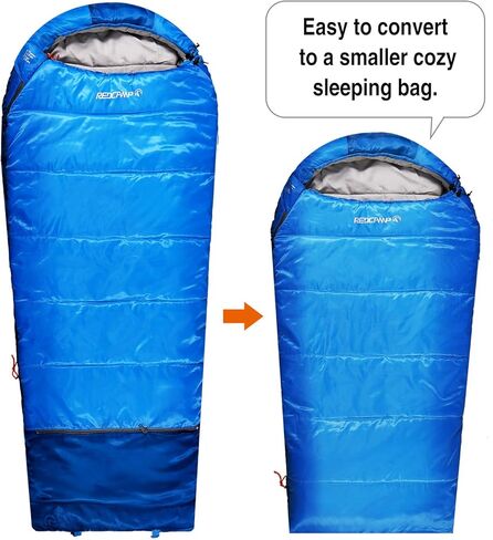 REDCAMP Kids Mummy Sleeping Bag for Camping, 3 Season Cold Weather Sleeping Bag Fit Boys,Girls & Teens, Blue/Rose Red in Kuwait