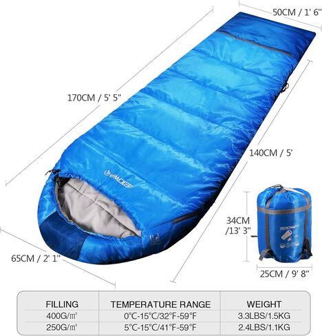 REDCAMP Kids Mummy Sleeping Bag for Camping, 3 Season Cold Weather Sleeping Bag Fit Boys,Girls & Teens, Blue/Rose Red in Kuwait