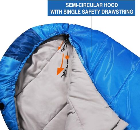 REDCAMP Kids Mummy Sleeping Bag for Camping, 3 Season Cold Weather Sleeping Bag Fit Boys,Girls & Teens, Blue/Rose Red in Kuwait