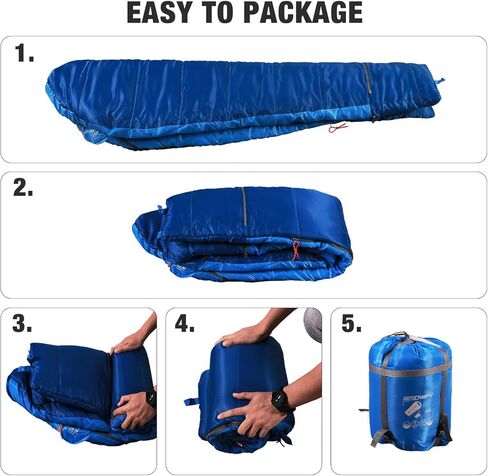 REDCAMP Kids Mummy Sleeping Bag for Camping, 3 Season Cold Weather Sleeping Bag Fit Boys,Girls & Teens, Blue/Rose Red in Kuwait