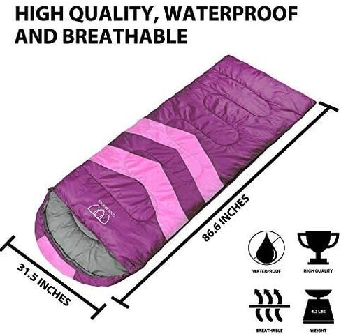 Gold Armour Sleeping Bags for Adults Cold Weather & Warm - Backpacking Camping Sleeping Bag for Kids 10-12, Girls, Boys - Lightweight Compact Camping Essentials Gear Accessories, Left Zipper in Saudi Arabia