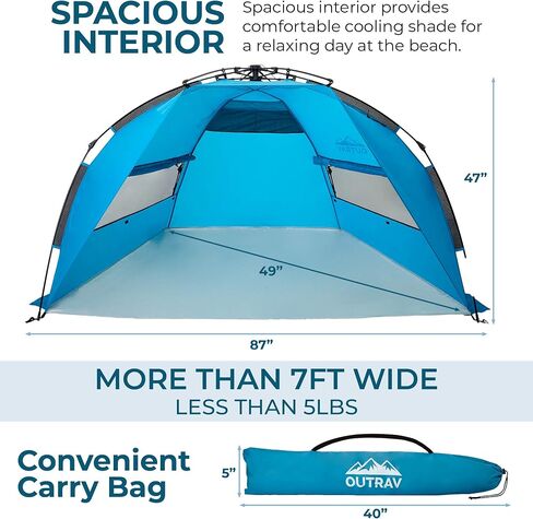 Outrav Pop Up Beach Tent - Quick and Easy Set Up, Family Size, Portable Sun and Water Shelter and Shade Canopy - for Fishing, Camping, Hiking and Outdoor Activities (Green) in Saudi Arabia