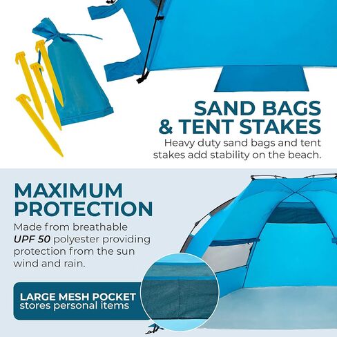 Outrav Pop Up Beach Tent - Quick and Easy Set Up, Family Size, Portable Sun and Water Shelter and Shade Canopy - for Fishing, Camping, Hiking and Outdoor Activities (Green) in Saudi Arabia